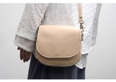 Cute White LEATHER Flip Side Bag Handmade WOMEN Saddle Phone Crossbody BAG Purse FOR WOMEN