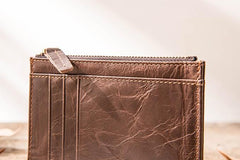 Cool Leather Mens Slim Front Pocket Wallet Small Wallets for Men