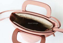 Cute Leather Pink Womens Mini Bucket Purse Handbag Barrel Shoulder Bag for Women