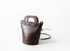 Cute Leather Pink Womens Mini Bucket Purse Handbag Barrel Shoulder Bag for Women