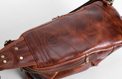 Cool Leather Mens Sling Bag Shoulder Sling Bag Chest Bag for men