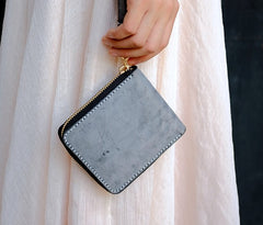 Handmade LEATHER Womens Zipper Small Wallet Leather Wristlet Small Wallet FOR Women
