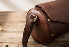 Cool Small Mens Leather Barrel Bag Messenger Bags Shoulder Bags  for Men