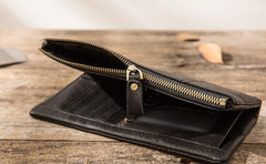Cool Mens long Wallet Leather Bifold Wallet Long Wallets for Men