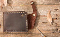 Handmade Leather Mens Small Wallets Bifold Slim billfold Front Pocket Wallet for Men