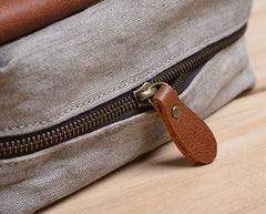 Cool Mens Canvas Leather Side Bag Gray Courier Bag Messenger Bag for Men