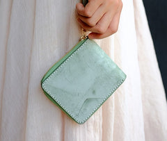 Handmade LEATHER Womens Zipper Small Wallet Leather Wristlet Small Wallet FOR Women