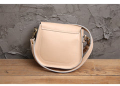 Cute White LEATHER Flip Side Bag Handmade WOMEN Saddle Phone Crossbody BAG Purse FOR WOMEN