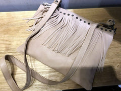 Vintage WOMENs LEATHER Tassels Shoulder Bag Handmade Crossbody Purse With tassels