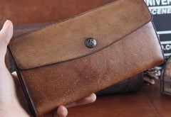 Handmade Leather Mens Clutch Cool Braided Wallet Clutch Wristlet Wallet for Men