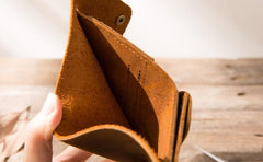 Cool Handmade Leather Mens Small Wallets Bifold Vintage billfold Wallet for Men