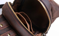 Cool Leather Mens Sling Bag Shoulder Sling Bag Chest Bag for men
