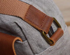 Cool Mens Canvas Leather Side Bag Gray Courier Bag Messenger Bag for Men