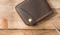 Handmade Leather Mens Small Wallets Bifold Slim billfold Front Pocket Wallet for Men