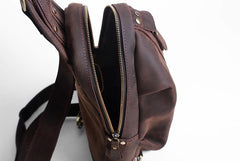 Cool Leather Mens Sling Bag Shoulder Sling Bag Chest Bag for men