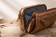 Cool Leather Mens Small Side Bag Messenger Bags Shoulder Bags for Men