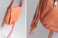 Stlyish WOMENs LEATHER Tassels Shoulder Bag Saddle Crossbody Purse With tassels