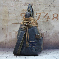 Blue Denim Mens Large Handbag Vertical Messenger Bags Casual Jean Postman Bags Courier Bag For Men
