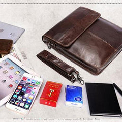 Cool Coffee Small Square Leather Mens Side Bag Messenger Bag Shoulder Bag for Men