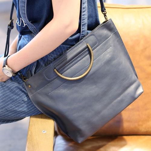 Fashion Womens Gray Leather Top Handle Tote Handbag Leather Shoulder Tote Bag Pu CM03741089
