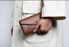 Genuine Leather Cute Long Slim Wallet Bifold Clutch Cards Wallet Purse For Women Girl