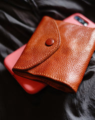 Slim Womens Dark Brown Leather Billfold Wallet Small Wallet with Coin Pocket Envelope Wallet for Ladies