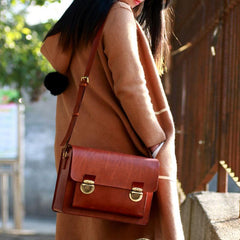 Handmade Vintage Coffee Leather Mens Camera Shoulder Bags Camera Messenger Bag for Men
