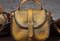 Genuine Leather Handbag Woven Vintage Crossbody Bag Shoulder Bag Purse For Women