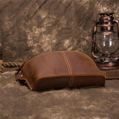 Retro Brown LEATHER MENS FANNY PACK FOR MEN BUMBAG Vintage WAIST BAGS