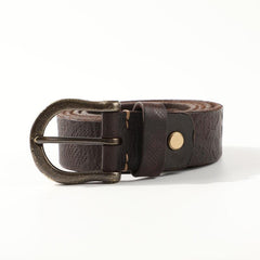 Casual Handmade Leather Vintage Simple Leather Belts - Open View