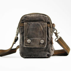 Canvas Black Mens Small Vertical Postman Bag Belt Pouch Messenger Bags Belt Bag For Men