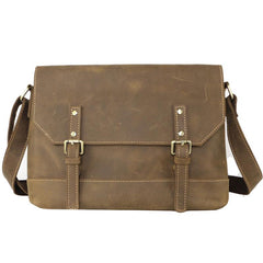 Cool Brown Leather Mens Small Courier Bags Vintage Brown Messenger Bag Postman Bag For Men