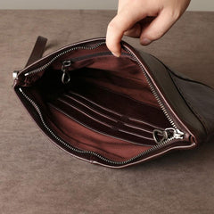 Leather Mens Clutch Cool Wallet Zipper Clutch Wristlet Wallet for Men