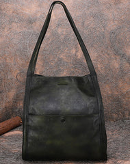Best Brown Leather Womens Square Totes Handbag - Back View