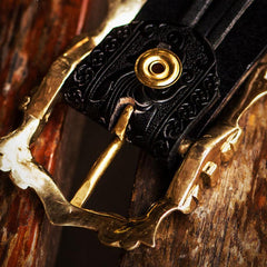 Handmade Black Leather Mens Belts Custom Cool Leather Men Belt for Men