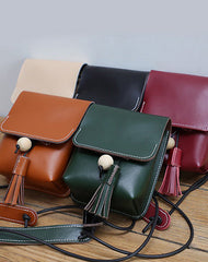 Cute Red LEATHER Small Side Bag Handmade WOMEN Phone Crossbody BAG Purse FOR WOMEN