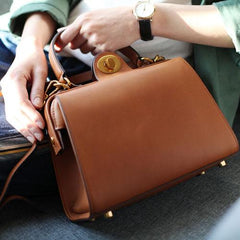 Structured Satchel Brown Leather Satchel Purse - Annie Jewel