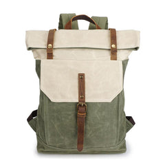 Casual Waxed Canvas Green Men's Travel School Backpack Laptop Backpack For Men