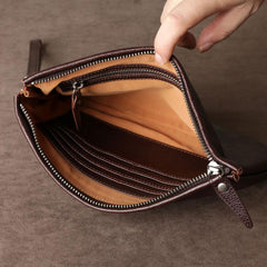 Cool Leather Mens Clutch Wallet Zipper Clutch Wallet Wristlet Wallet for Men