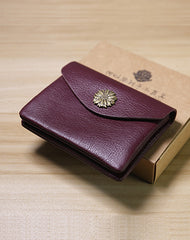 Slim Women Blue Sunflower Leather Card Wallet Minimalist Envelope Card Holder Wallet Coin Wallet For Women