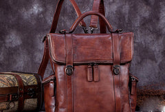 Vintage Handmade Womens Leather Backpack Bag Fashion Backpack Purse For Women - EverHandmade