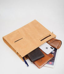 Brown Leather Men's File Bag Clutch Bag Side Bag Wristlet Bag For Men