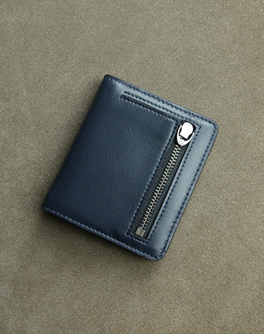 Cute Women Black Leather Small Bifold Wallet Billfold Wallet with Coin Pocket Fo NB00991012