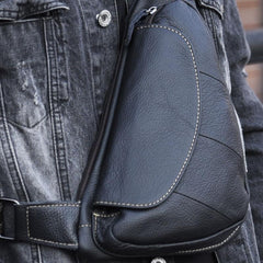 Cool Leather Mens Chest Bag Sling Bag Sling Crossbody Bag Travel Sling Bag for men