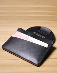 Slim Women Black&Pink Leather Card Wallet Minimalist Card Holder Wallet For Women
