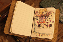 Handmade billfold Bifold Leather Trip Travel Notebook Wallet Floral Leather billfold Wallet For Men Women - EverHandmade