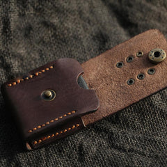 Cool Coffee Handmade Leather Mens Zippo Lighter Cases Standard Zippo Belt Loop Lighter Holders For Men