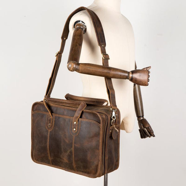 Cool Dark Brown Mens Leather 15 inches - Back View