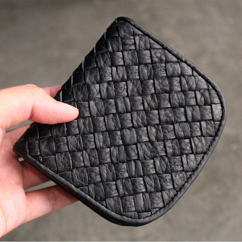 Cute LEATHER Womens Braided Small Wallet Bifold Leather Small Wallet FOR Women