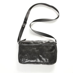 Casual Black Leather Mens Cool Side Bag Messenger Bag Coffee Postman Courier Bag for Men